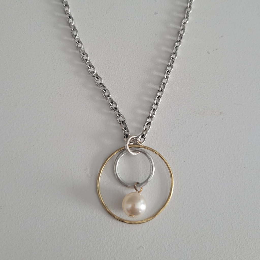 Marjorie Baer Gold Silver Pearl Necklace